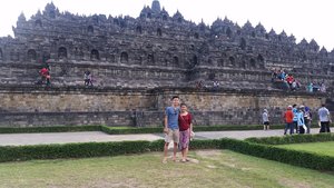 Borobudur temple at the background