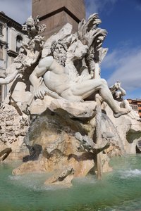 Piazza Navona Fountain of the Four Rivers Closeup