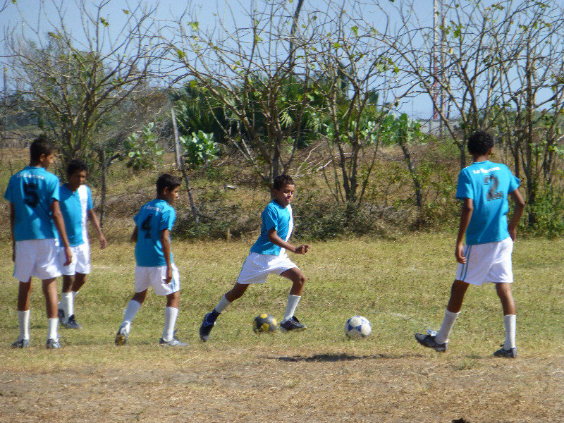 La Barrona football team in action