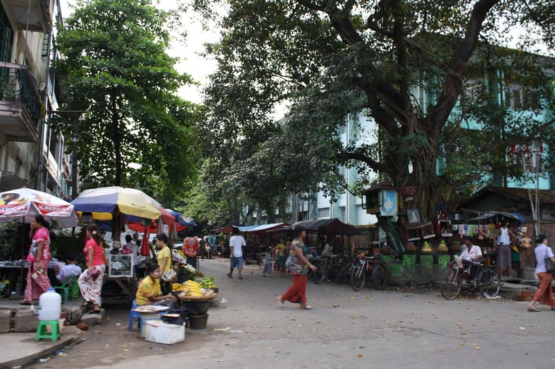 A typical street in downtown Yangon