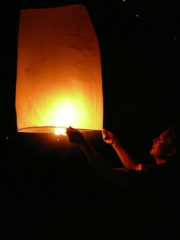 Andrew sending off a lantern