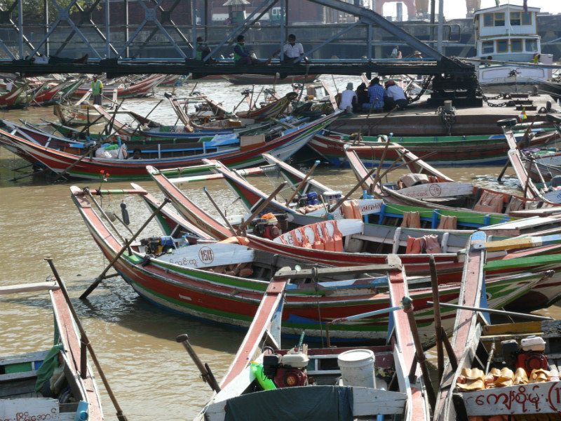 colourful boats at the jetty