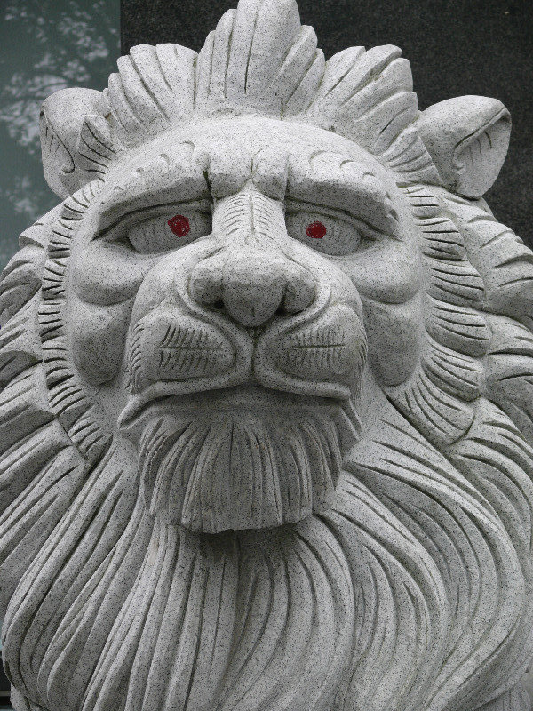 lion outside bank in Guilin