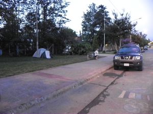 Camping in tent and car