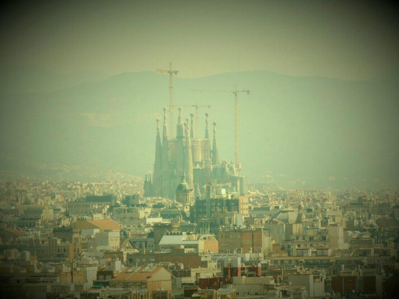 sagrada familia towering above city landscape