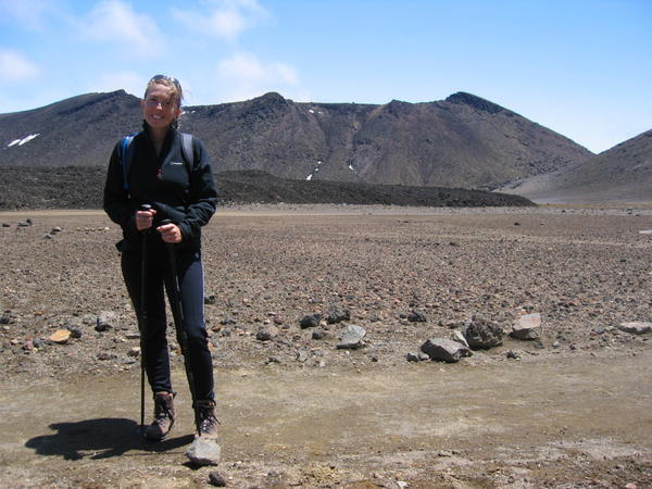 Kate and Mt Tongariro behind