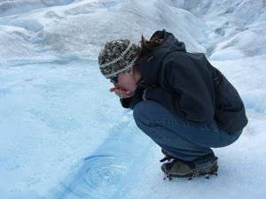 Claire samples some glacier