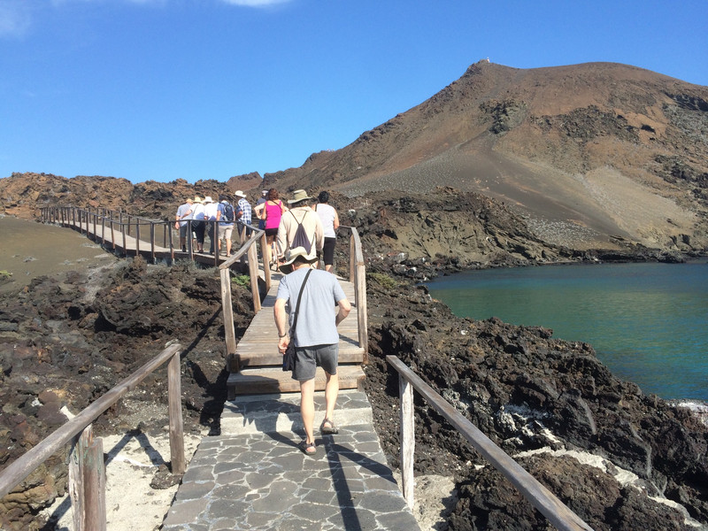 path to top of Bartolome volcano starts gently, but look up to the lighthouse!