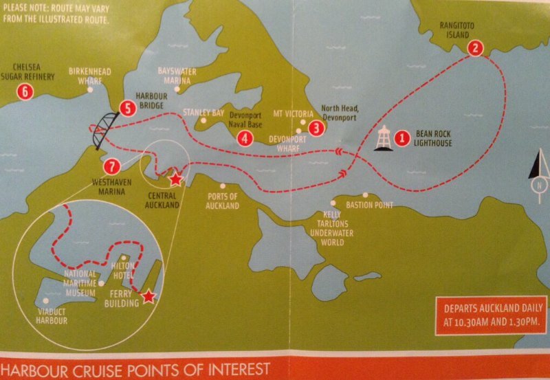Route of Harbour Cruise from Auckland