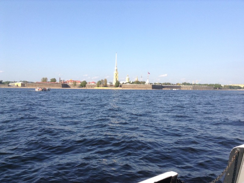 Looking across the water to Peter and Paul Cathedral and Fortress