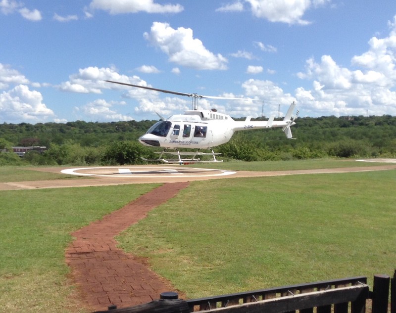 Zambezi Helicopter flies over Victoria Falls