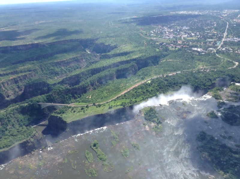 Perspective of Victoria Falls area from above