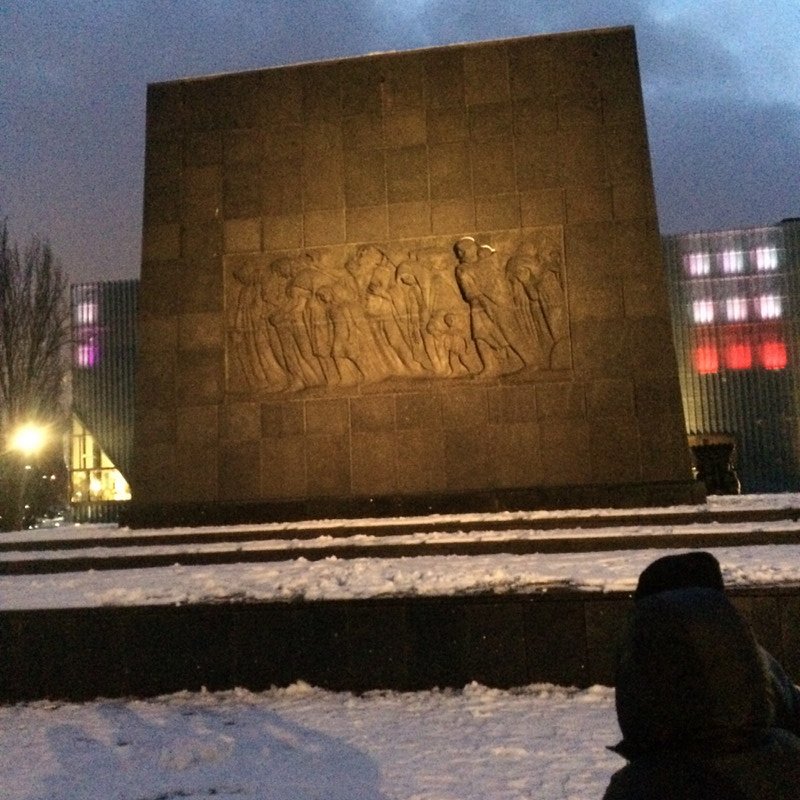 Warsaw Ghetto monument In front of Polin Museum