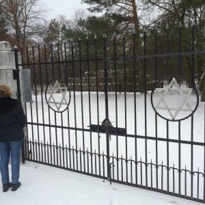 Kielce Jewish Cemetery with plaque memorialising 45 murdered children