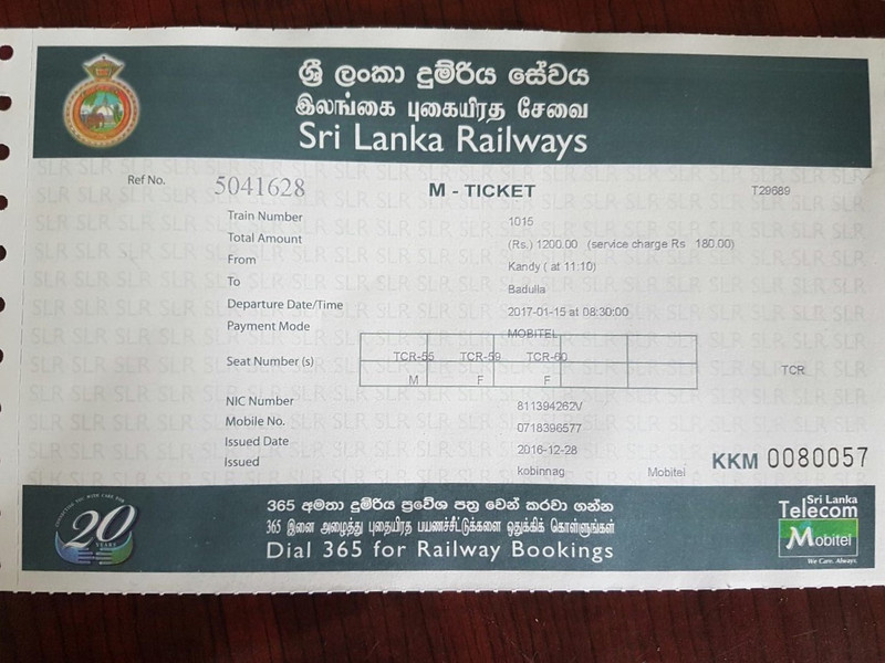 our train ticket