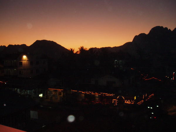 The view from our guest house in Vang Vieng 