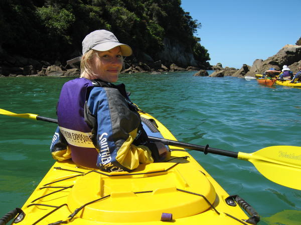 Shelley kayaking at Abel Tasman