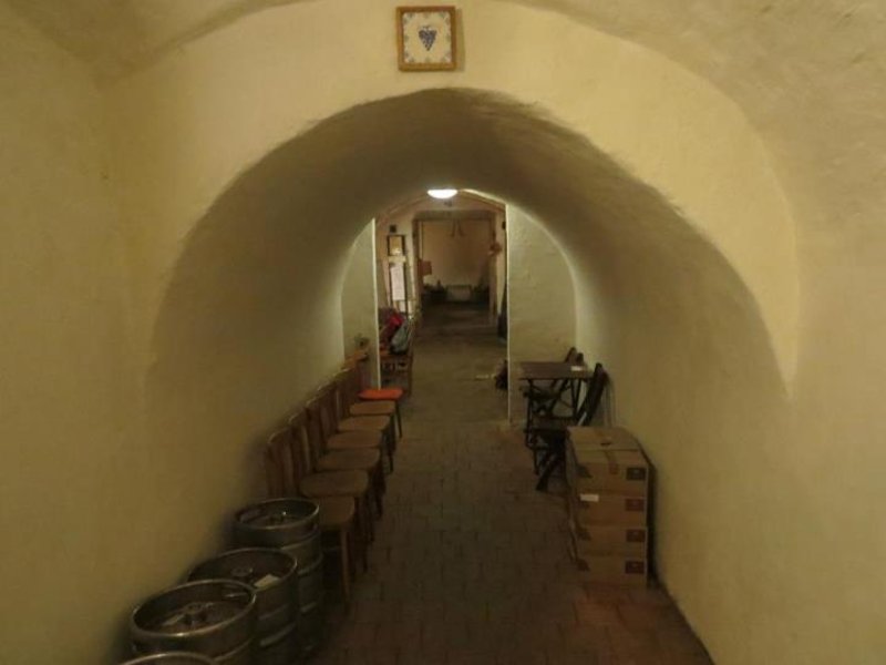 Entrance to underground wine bar