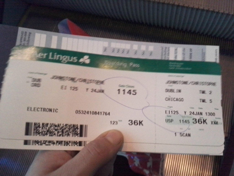 Plane Ticket from Dublin to Chicago