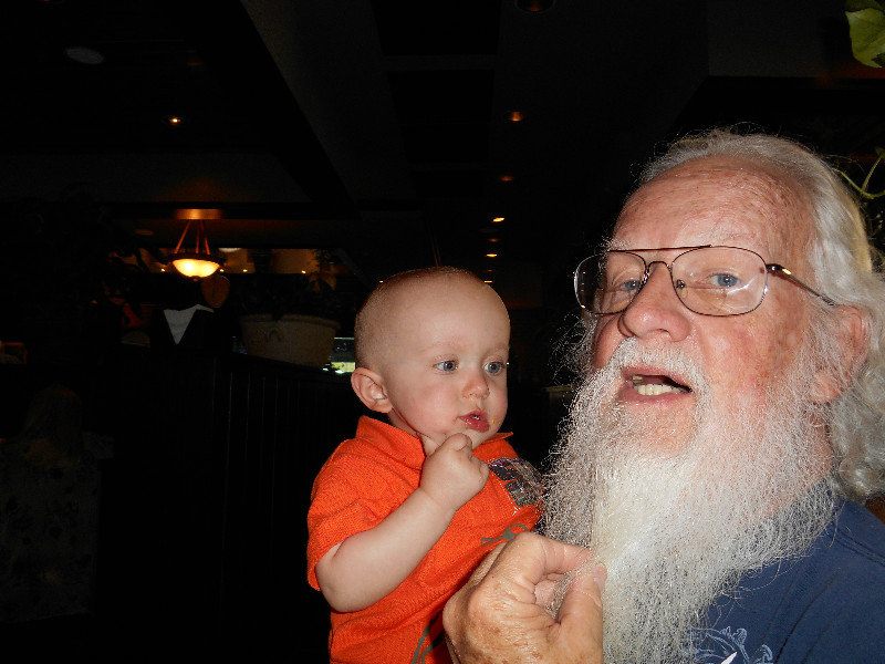 Braylen and Poppa showing their beards