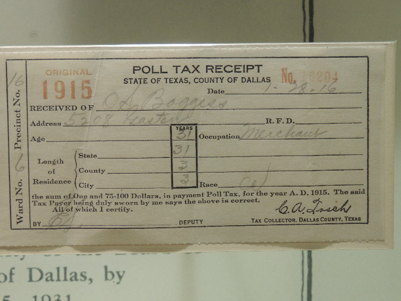 Poll Tax Receipt-to exclude minorities from participating(price=$1.73)