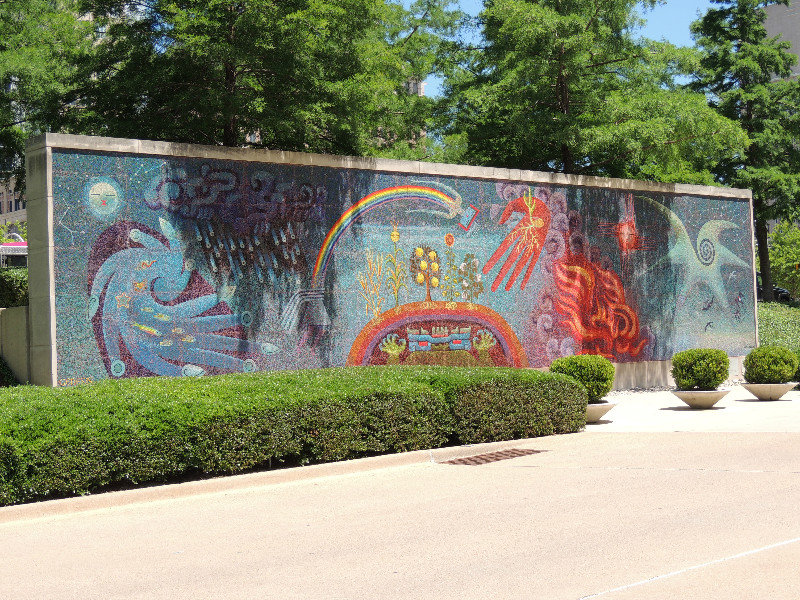 Across from the enterance of Dallas Art Museum