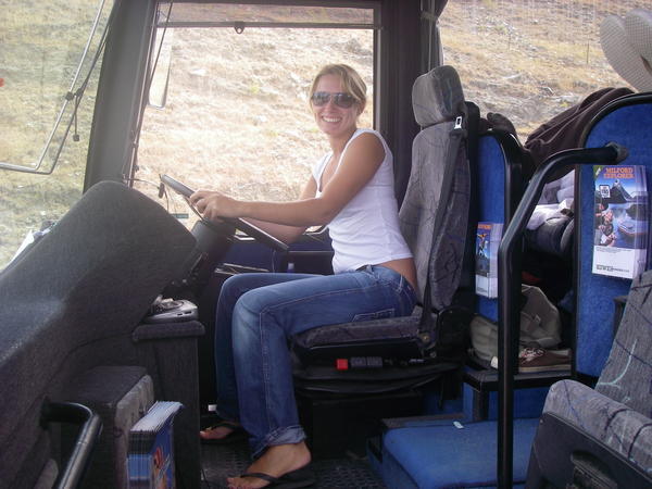 Me driving the Kiwi Ex bus