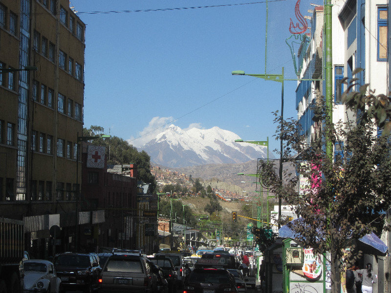La Paz with mountain Huayna Potosi in the background