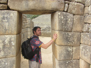 Machu Picchu - Ed inspecting the stonework