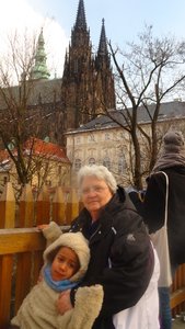 Mom, Ava, and Prague Castle