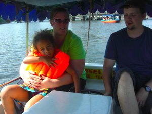 Me, Ava and Zac on the paddle boat