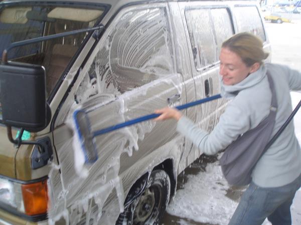 me washing the van