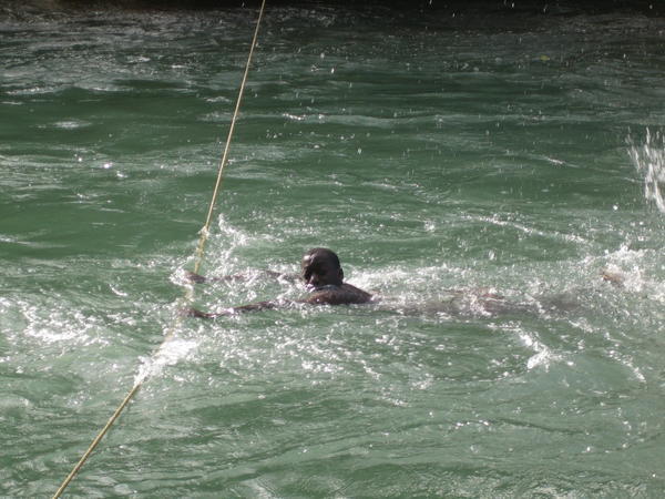 "Swimming" at Agua Azul 
