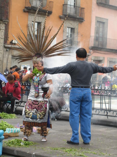 Ancient Aztec blessing ceremony by the Zocalo
