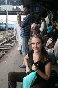 Waiting for the train to Agra on platform no. 9