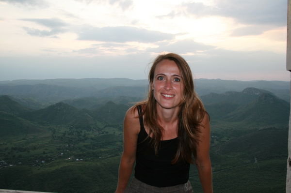 Nathalie and the view from the Monsoon Palace