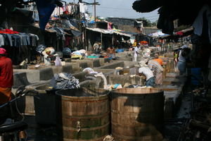 Washing buckets @ the Dhobi Ghat