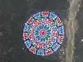 Mandala painted on the concrete 