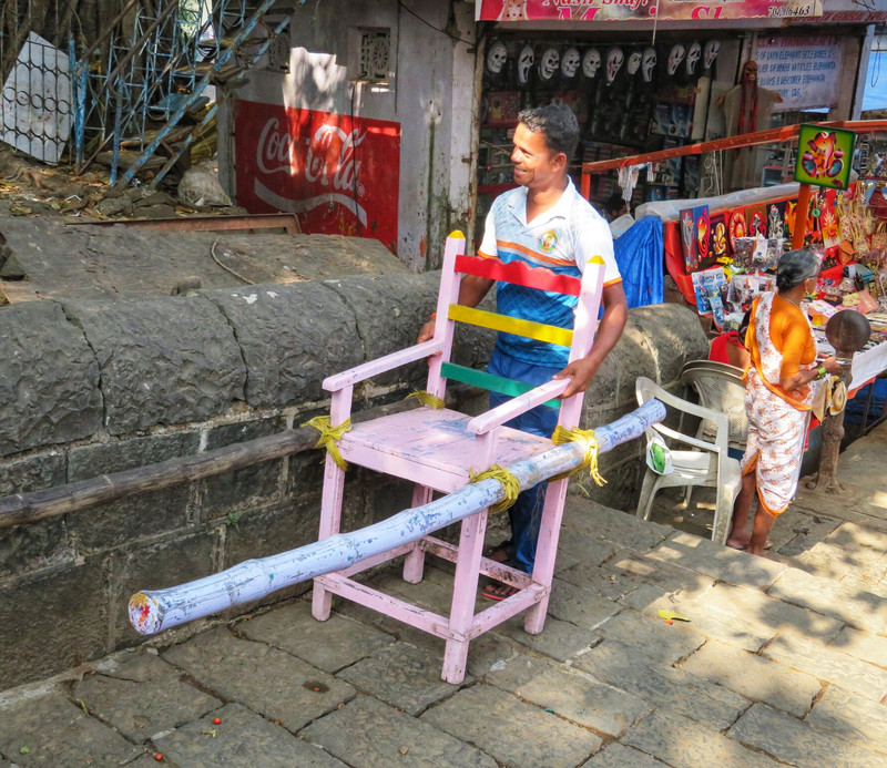 A doli-chair to get you up the steps - Elephanta Island