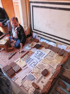 Man making a print block at Anokhi Museum