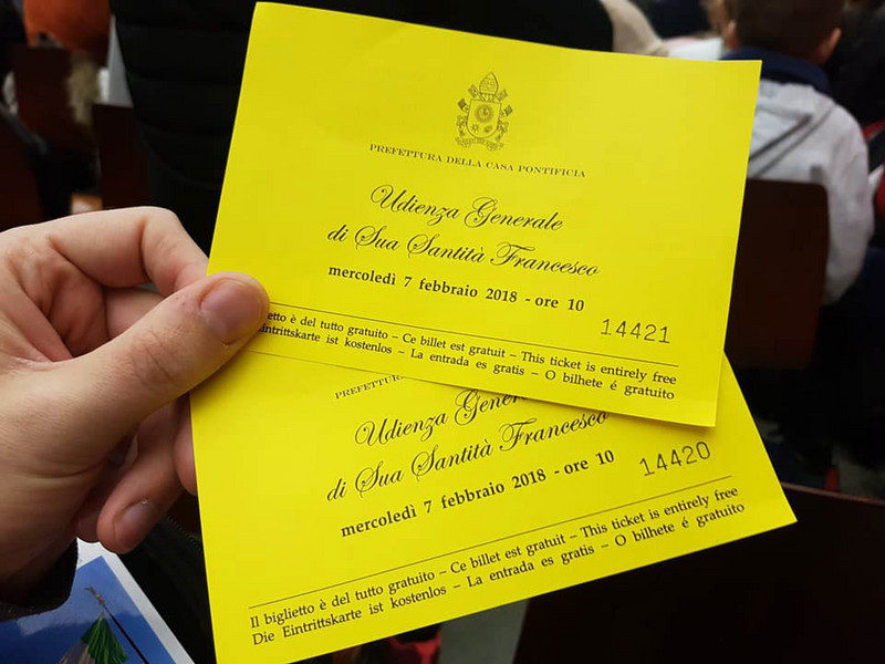 Tickets for an audience with the Pope