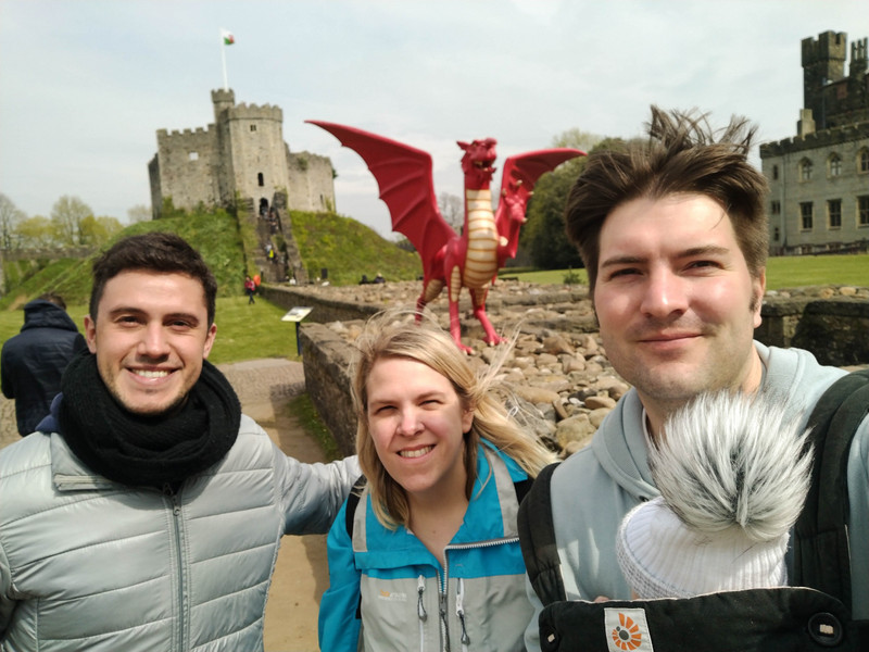 Selfie with the Welsh Dragon and castle
