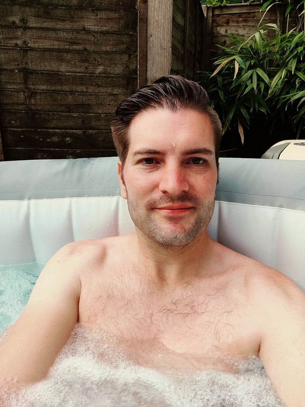 Enjoying the hot tub