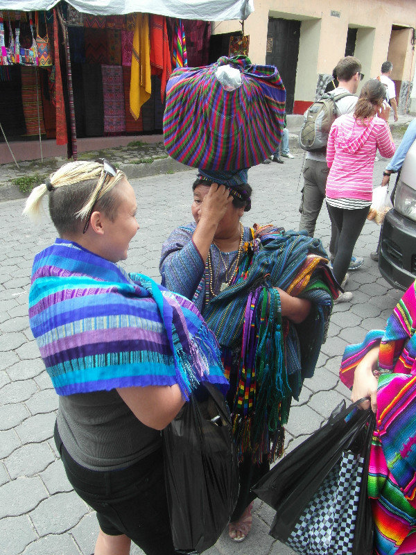 Mayan lady selling clothes