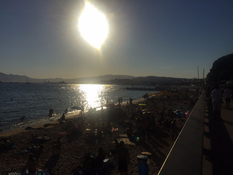 Sunset over Cannes beach