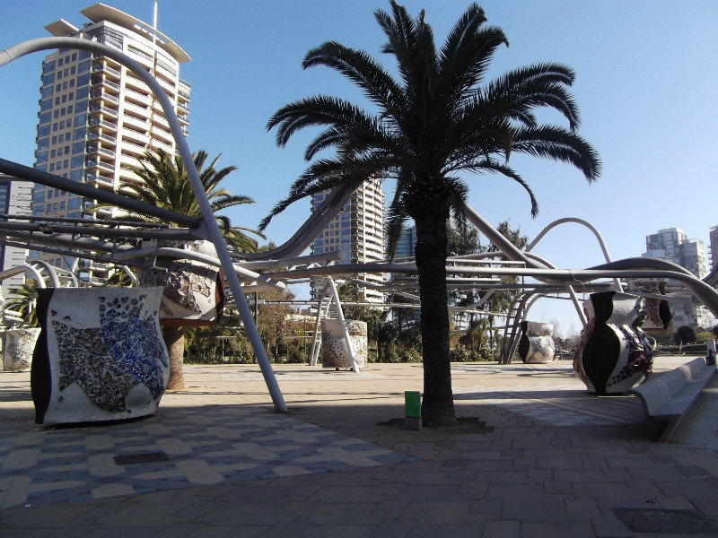 Modern sculptures in a park