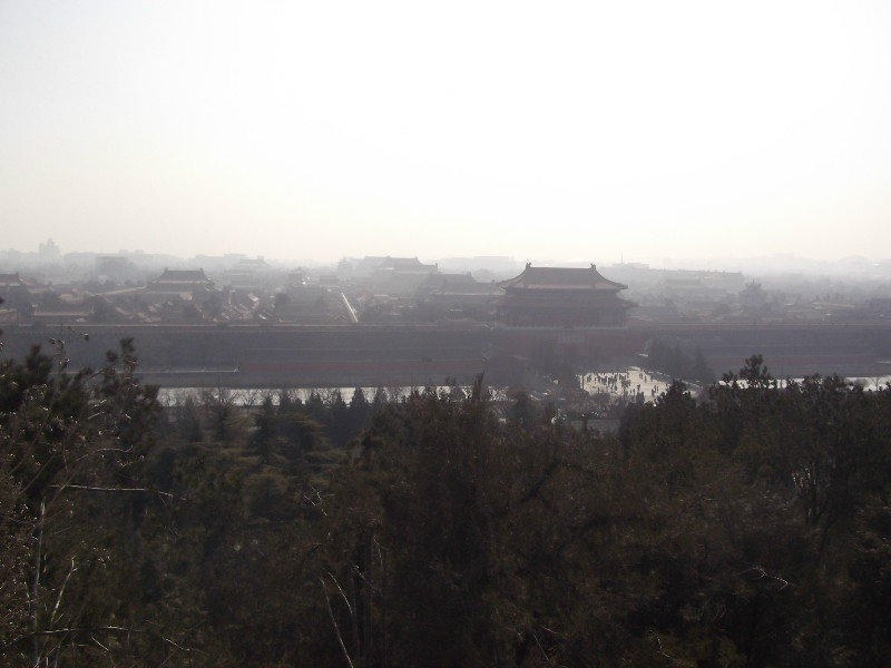 A view of the forbidden city, covered by pollution