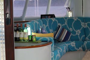 Inside the catamaran 