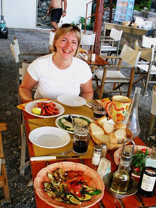 Enjoying lunch in Positano