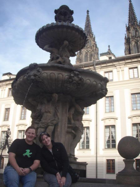 fountain outside the castle